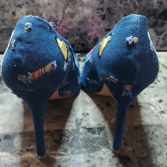 Penny Loves Kenny Denim Mixed Match Pump Womens Sz. 8W - Picture 4 of 9